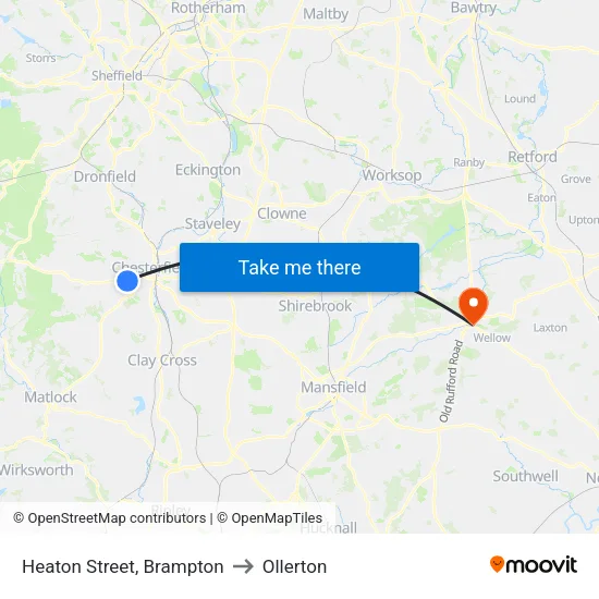 Heaton Street, Brampton to Ollerton map
