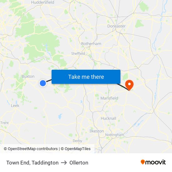 Town End, Taddington to Ollerton map