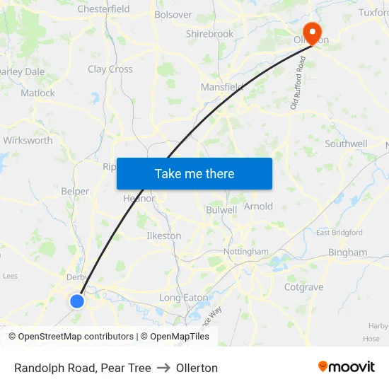 Randolph Road, Pear Tree to Ollerton map