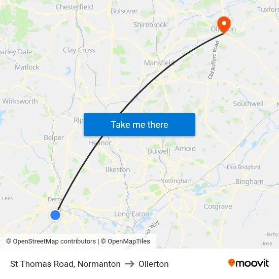 St Thomas Road, Normanton to Ollerton map