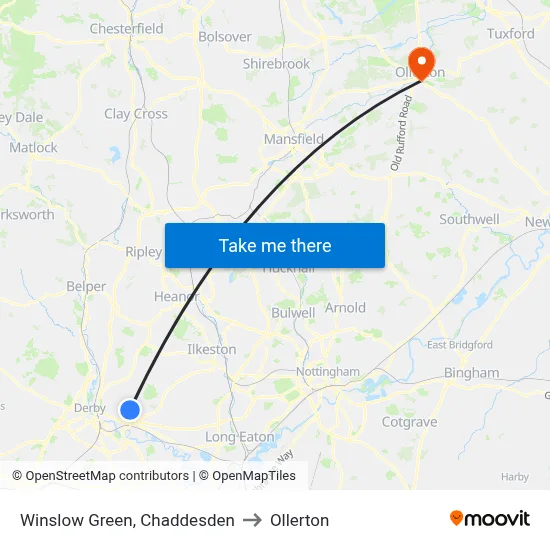 Winslow Green, Chaddesden to Ollerton map