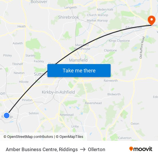 Amber Business Centre, Riddings to Ollerton map