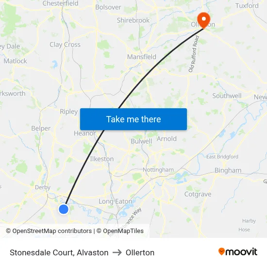 Stonesdale Court, Alvaston to Ollerton map