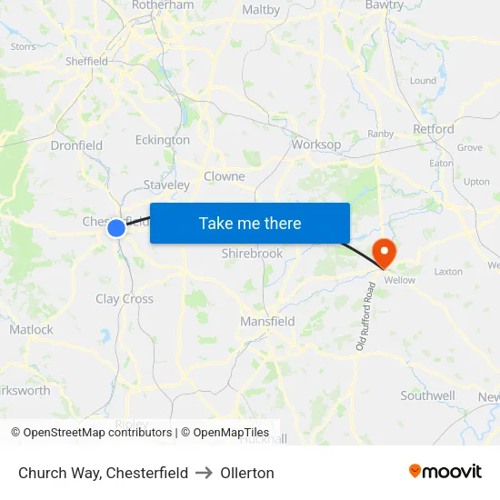 Church Way, Chesterfield to Ollerton map