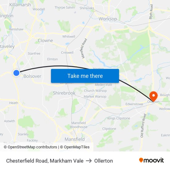 Chesterfield Road, Markham Vale to Ollerton map