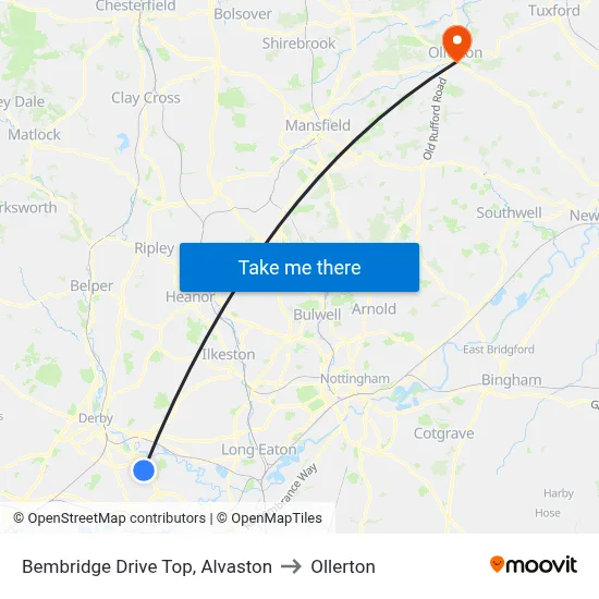 Bembridge Drive Top, Alvaston to Ollerton map