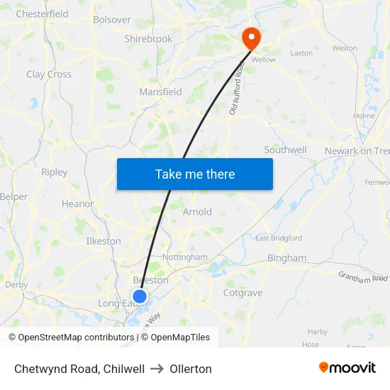 Chetwynd Road, Chilwell to Ollerton map