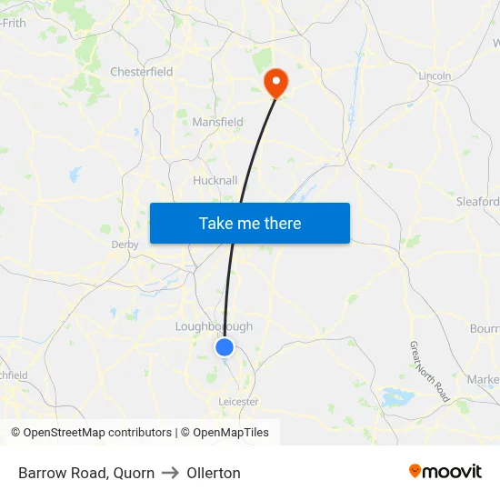 Barrow Road, Quorn to Ollerton map