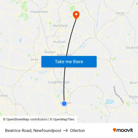 Beatrice Road, Newfoundpool to Ollerton map