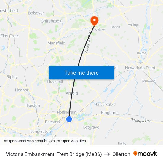 Victoria Embankment, Trent Bridge (Me06) to Ollerton map