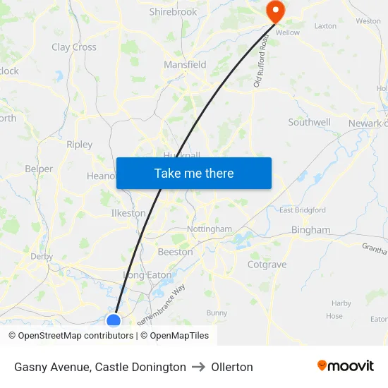 Gasny Avenue, Castle Donington to Ollerton map