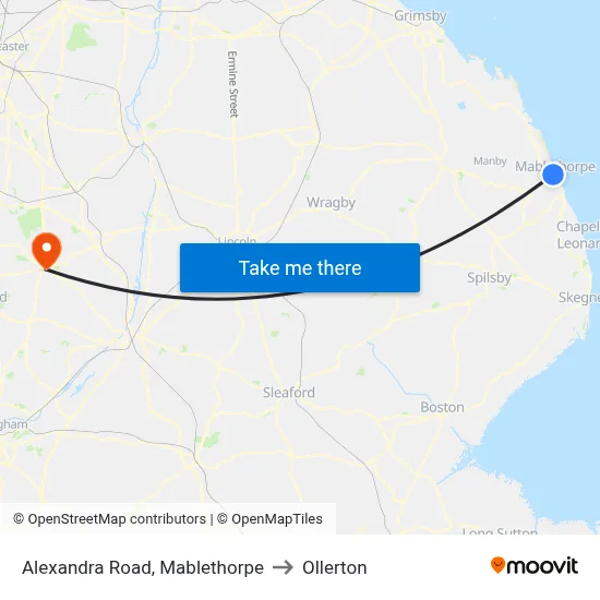 Alexandra Road, Mablethorpe to Ollerton map