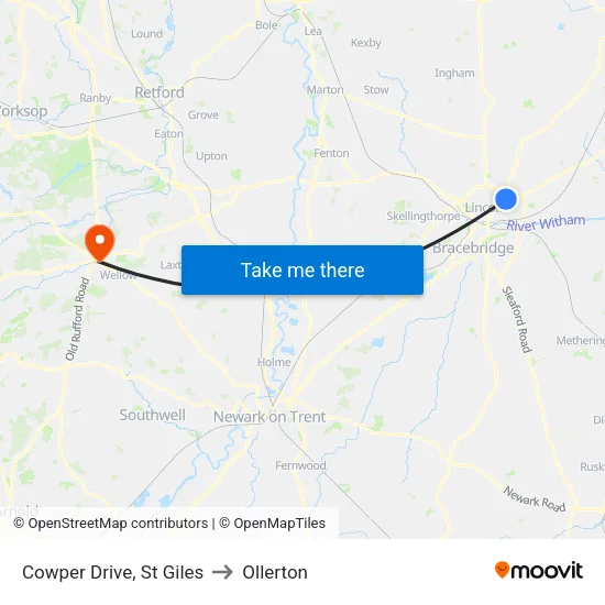 Cowper Drive, St Giles to Ollerton map