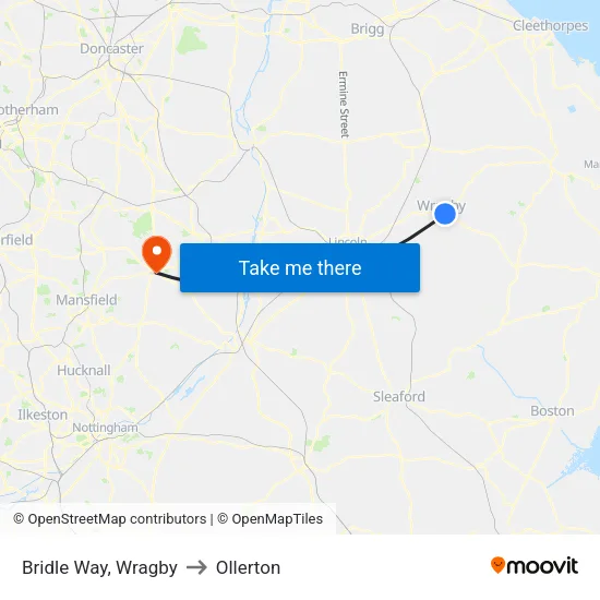 Bridle Way, Wragby to Ollerton map