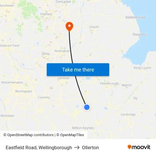 Eastfield Road, Wellingborough to Ollerton map