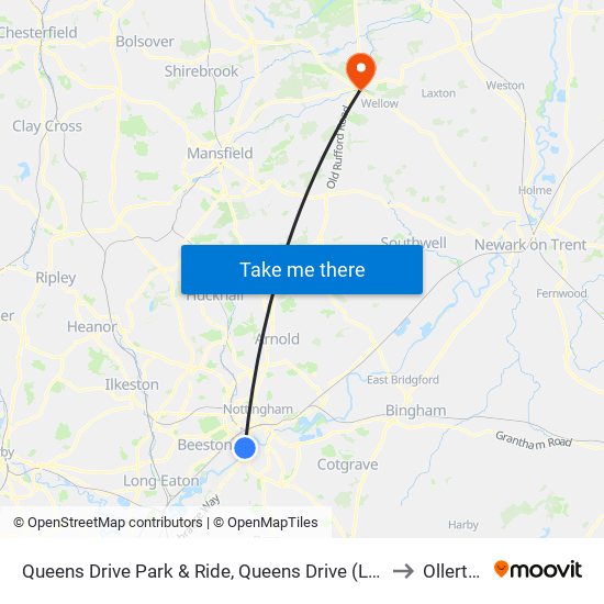 Queens Drive Park & Ride, Queens Drive (Li10) to Ollerton map