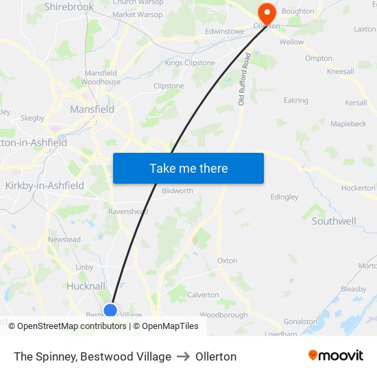 The Spinney, Bestwood Village to Ollerton map