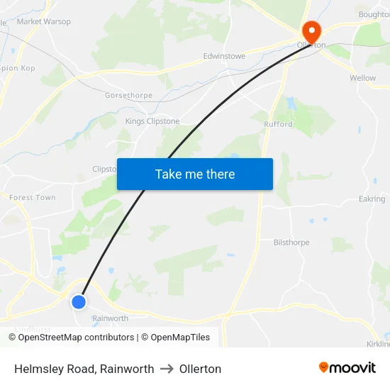 Helmsley Road, Rainworth to Ollerton map