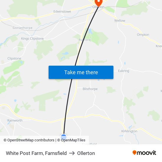 White Post Farm, Farnsfield to Ollerton map