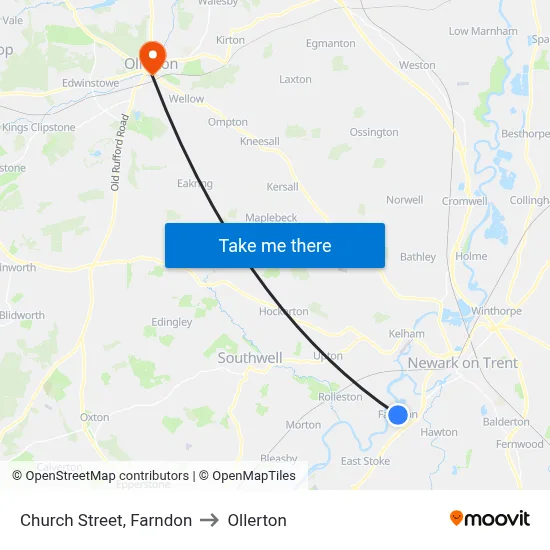 Church Street, Farndon to Ollerton map