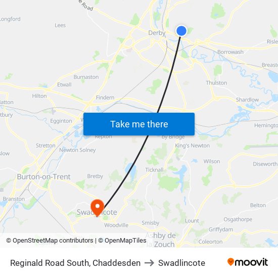 Reginald Road South, Chaddesden to Swadlincote map