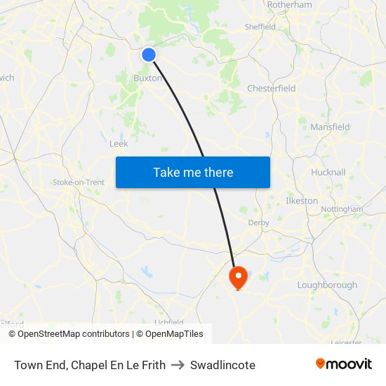 Town End, Chapel En Le Frith to Swadlincote map