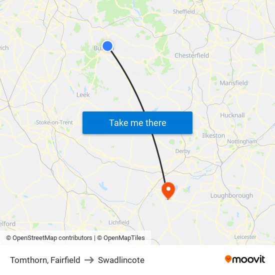 Tomthorn, Fairfield to Swadlincote map