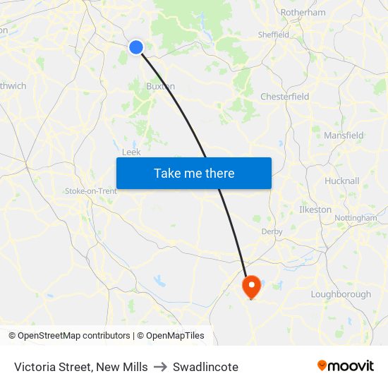 Victoria Street, New Mills to Swadlincote map