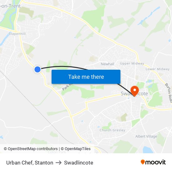 Urban Chef, Stanton to Swadlincote map