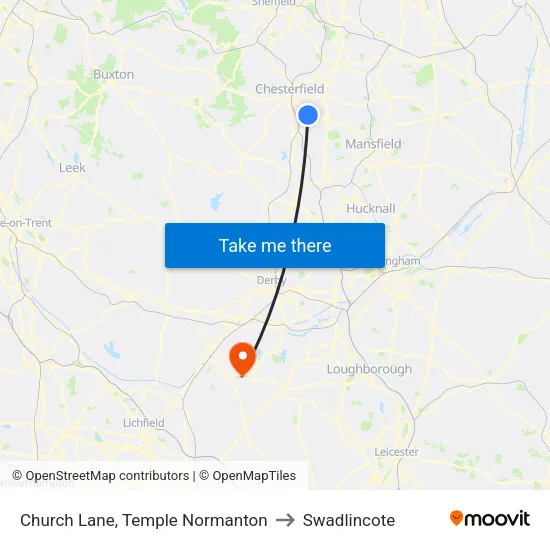 Church Lane, Temple Normanton to Swadlincote map