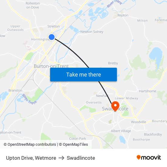 Upton Drive, Wetmore to Swadlincote map