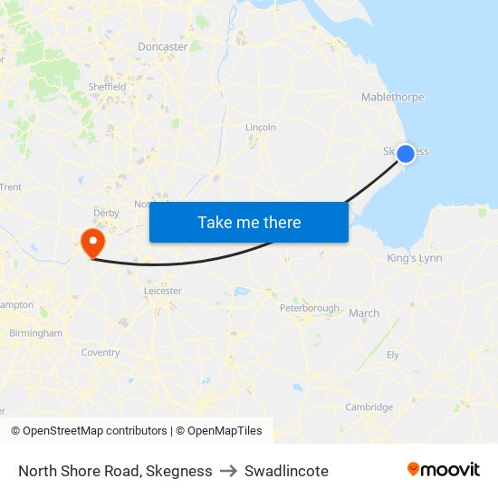 North Shore Road, Skegness to Swadlincote map