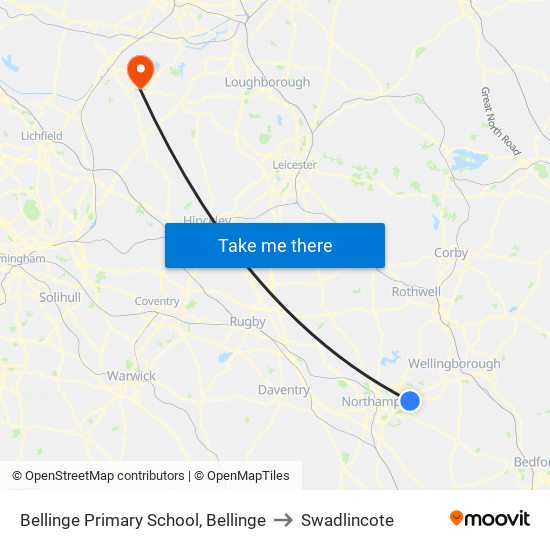 Bellinge Primary School, Bellinge to Swadlincote map