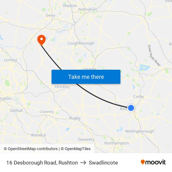 16 Desborough Road, Rushton to Swadlincote map