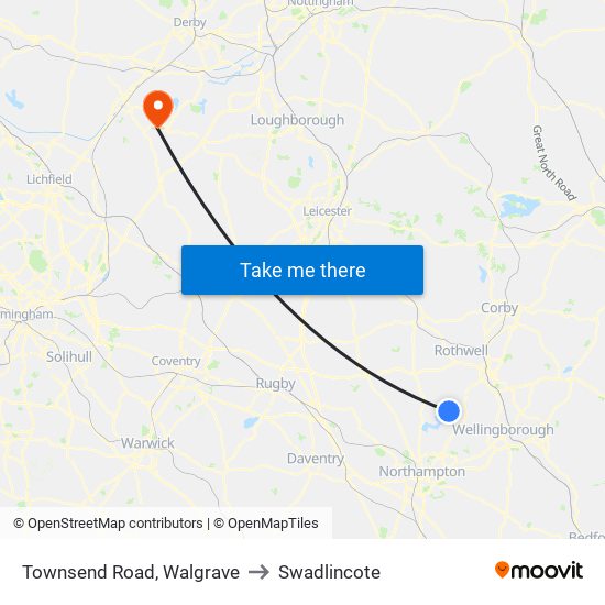 Townsend Road, Walgrave to Swadlincote map