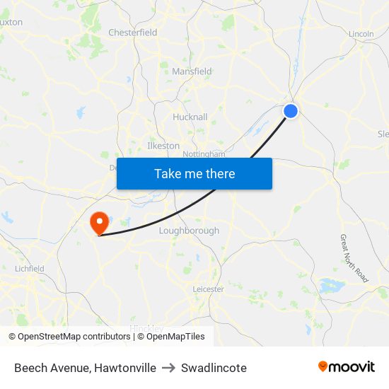 Beech Avenue, Hawtonville to Swadlincote map