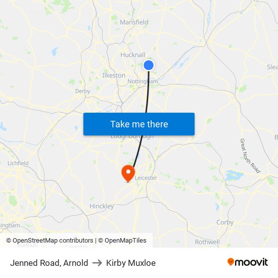 Jenned Road, Arnold to Kirby Muxloe map