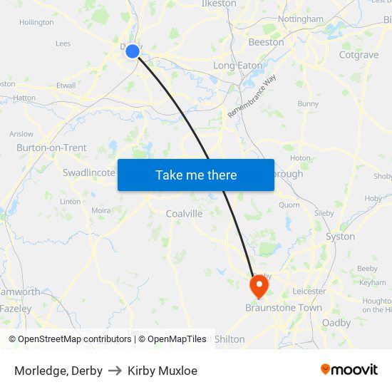 Morledge, Derby to Kirby Muxloe map