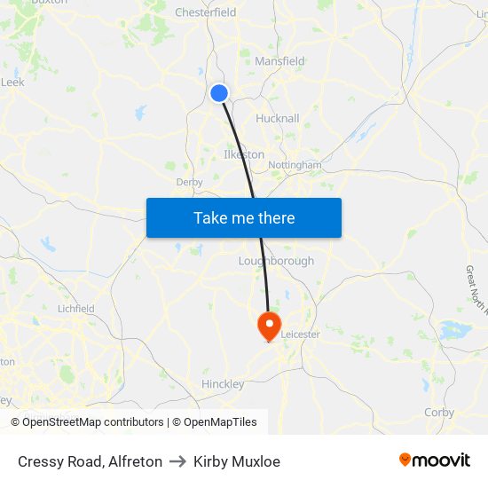 Cressy Road, Alfreton to Kirby Muxloe map