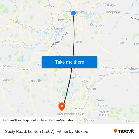 Seely Road, Lenton (Le07) to Kirby Muxloe map