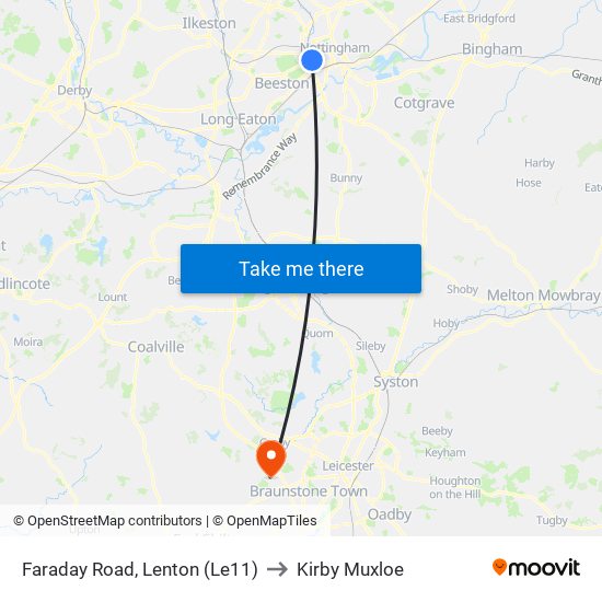 Faraday Road, Lenton (Le11) to Kirby Muxloe map