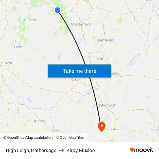 High Leigh, Hathersage to Kirby Muxloe map