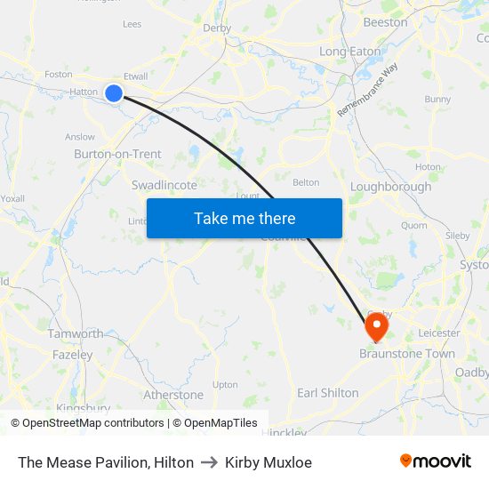 The Mease Pavilion, Hilton to Kirby Muxloe map