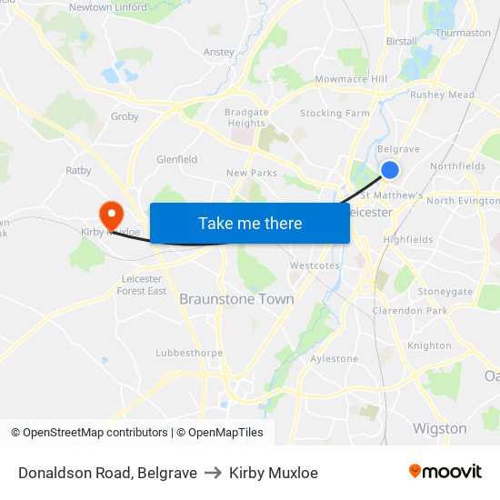 Donaldson Road, Belgrave to Kirby Muxloe map