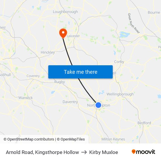 Arnold Road, Kingsthorpe Hollow to Kirby Muxloe map
