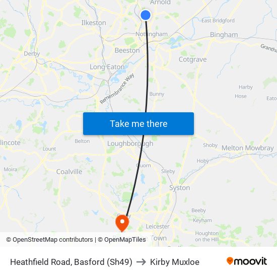 Heathfield Road, Basford (Sh49) to Kirby Muxloe map