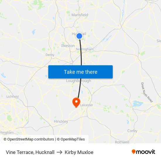 Vine Terrace, Hucknall to Kirby Muxloe map