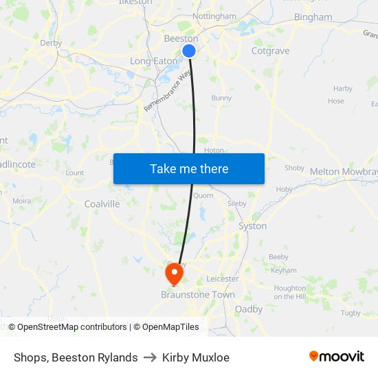 Shops, Beeston Rylands to Kirby Muxloe map