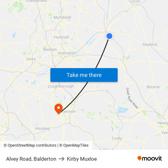 Alvey Road, Balderton to Kirby Muxloe map