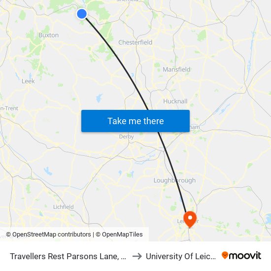 Travellers Rest Parsons Lane, Brough to University Of Leicester map